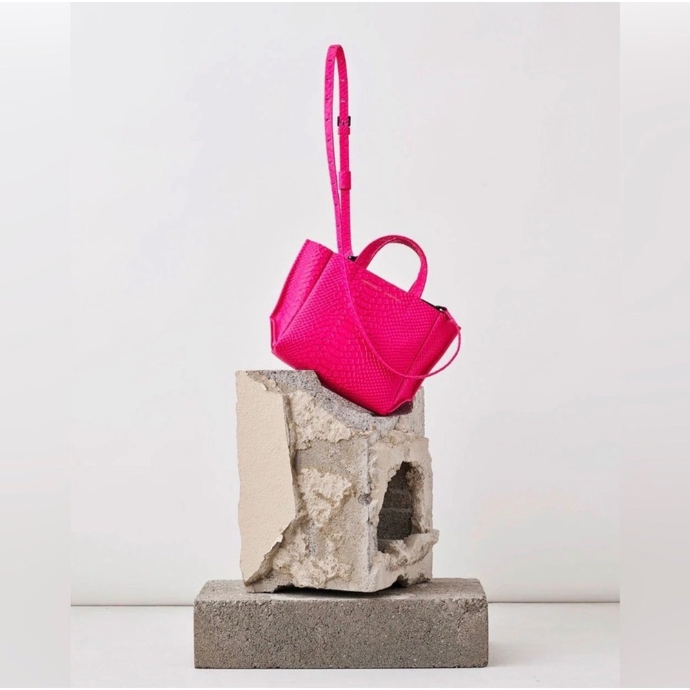 Ampersand As Apostrophe Neon Pink Python Micro Tote Leather NWT